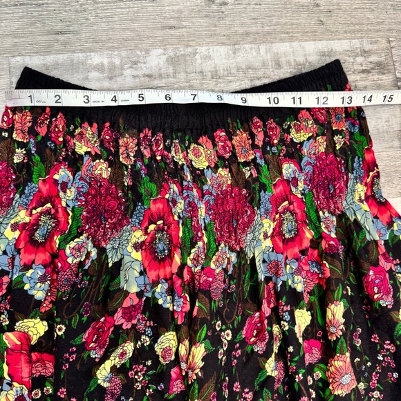 Bangkok black floral harem pants smocked waist plus size pockets Q38 - Picture 4 of 7